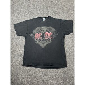 Mens Tee AC/DC Black Ice Tour 2008 2009 Band Graphic Black Shirt, Size L